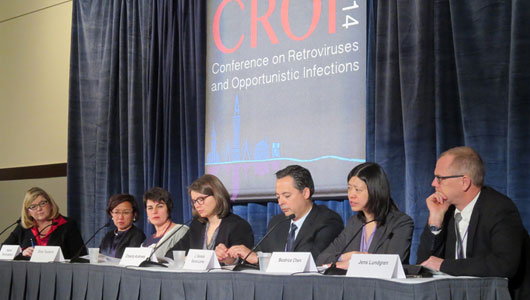  Conferencia de prensa en la CROI 2014. Foto: Liz Highleyman, hivandhepatitis.com.